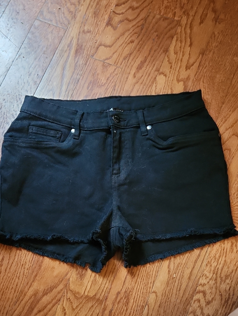 VENUS Black Frayed Hem Stretch Denim Shorts